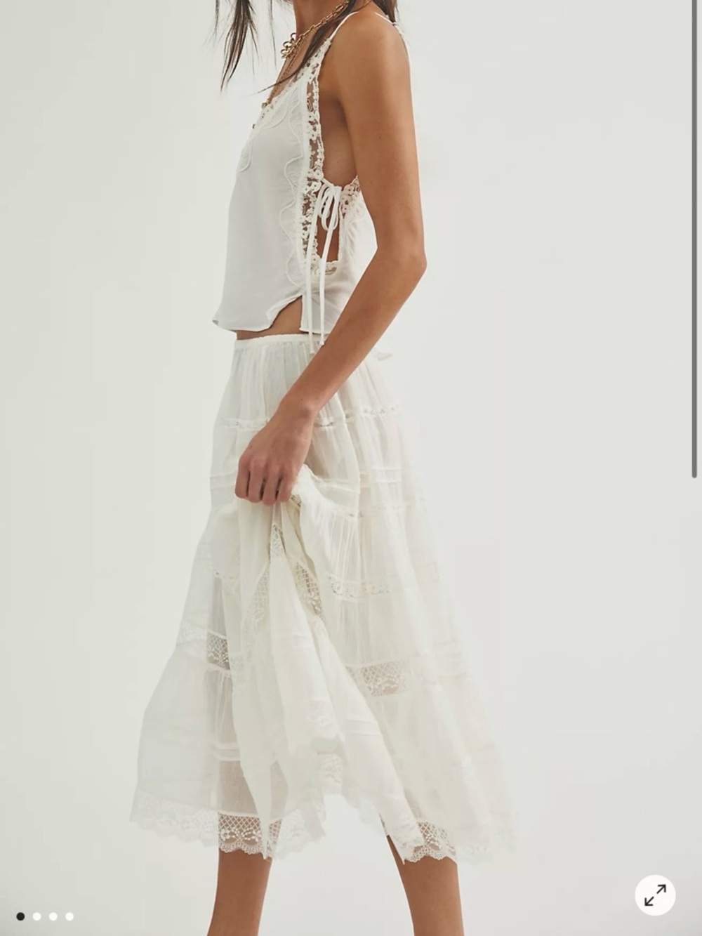 New - Free People One Lily Lace Midi Skirt - Picture 4 of 8